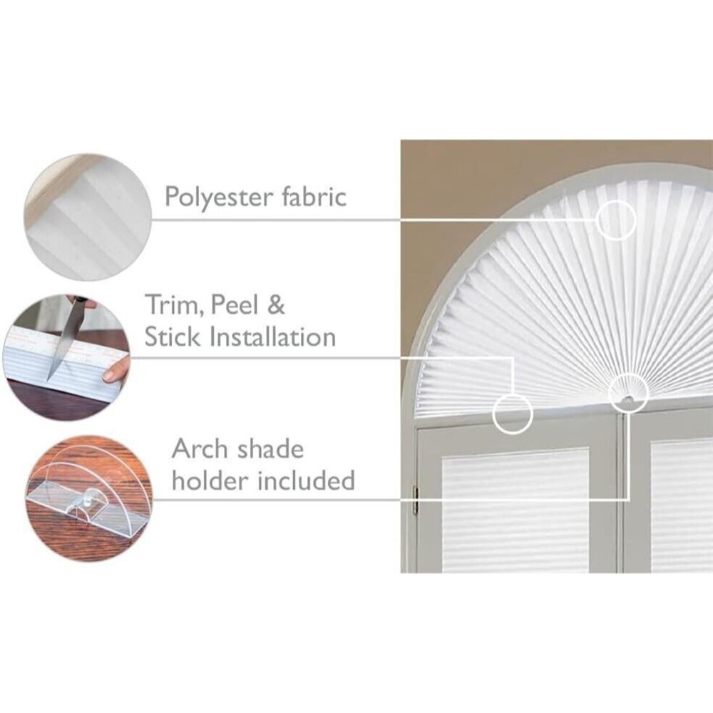 Redi Shade Light Filtering Pleated Fabric Shade No Tools Original Arch White 72"